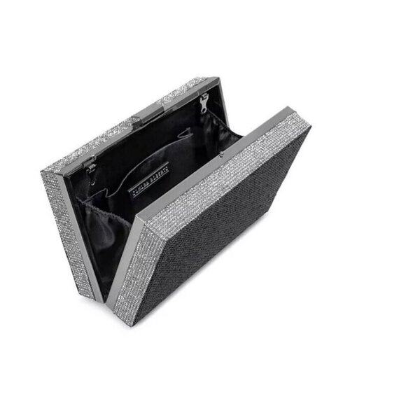 SONDRA ROBERTS crystal embellished rectangular box clutch minaudiere - BLACK - Picture 9 of 10